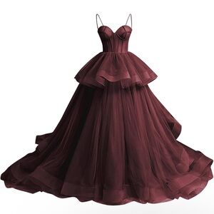 Elegant Burgundy Evening Gown